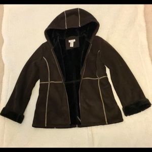 Faux Fur Covington Coat in Dark Chocolate Brown